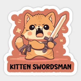 Kitten Swordsman Sticker